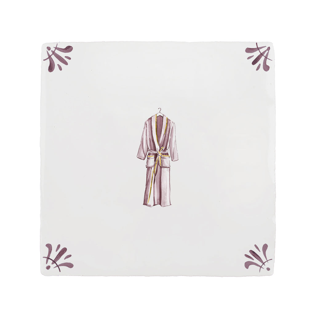 Dressing Gown Delft Tile, Gold Lustre