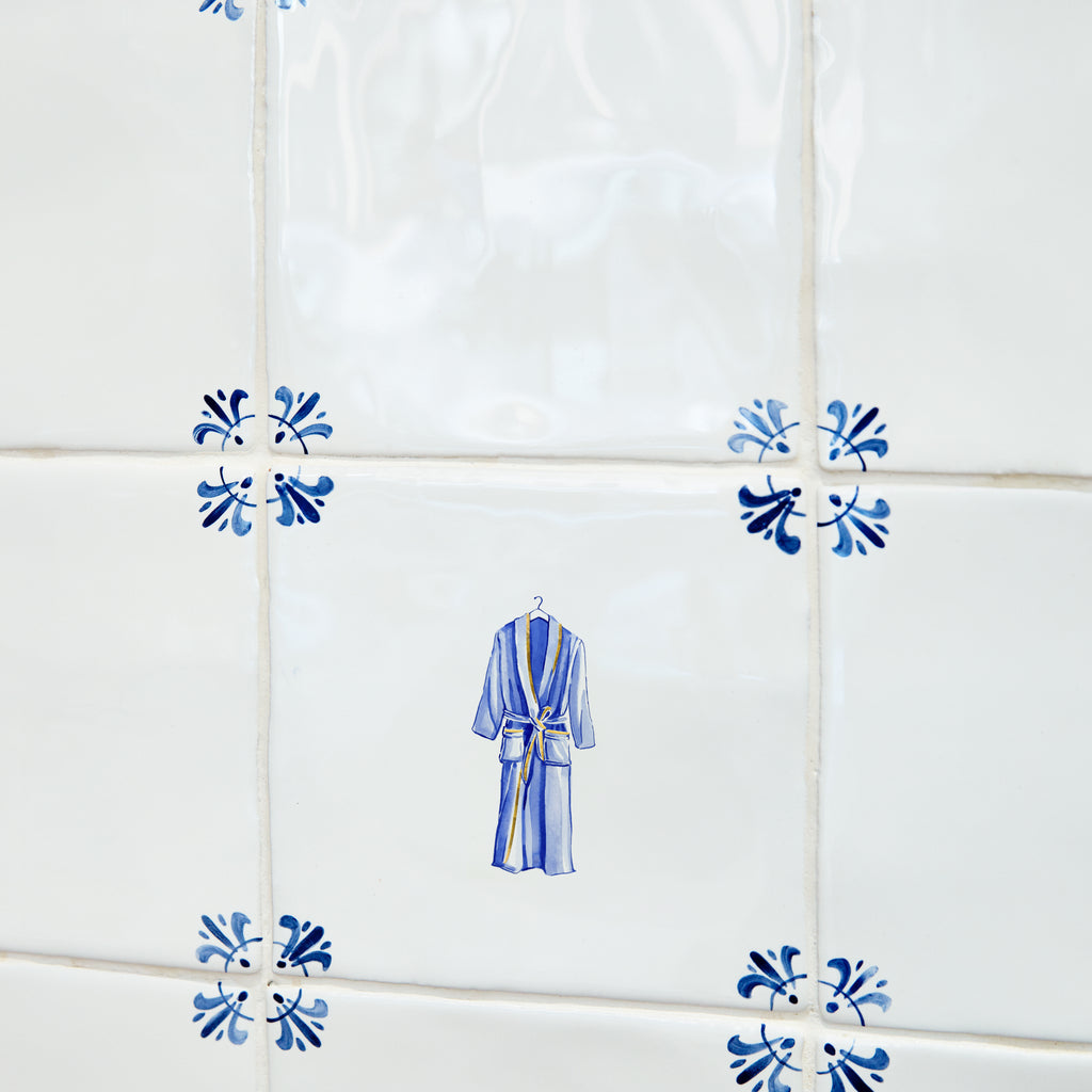 Dressing Gown Delft Tile, Gold Lustre