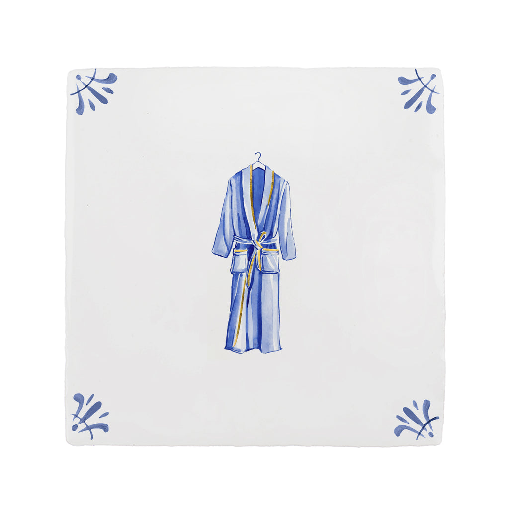 Dressing Gown Delft Tile, Gold Lustre