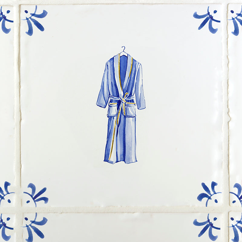 Dressing Gown Delft Tile, Gold Lustre
