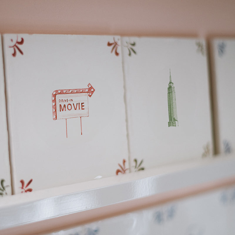 Drive In Movie Delft Tile