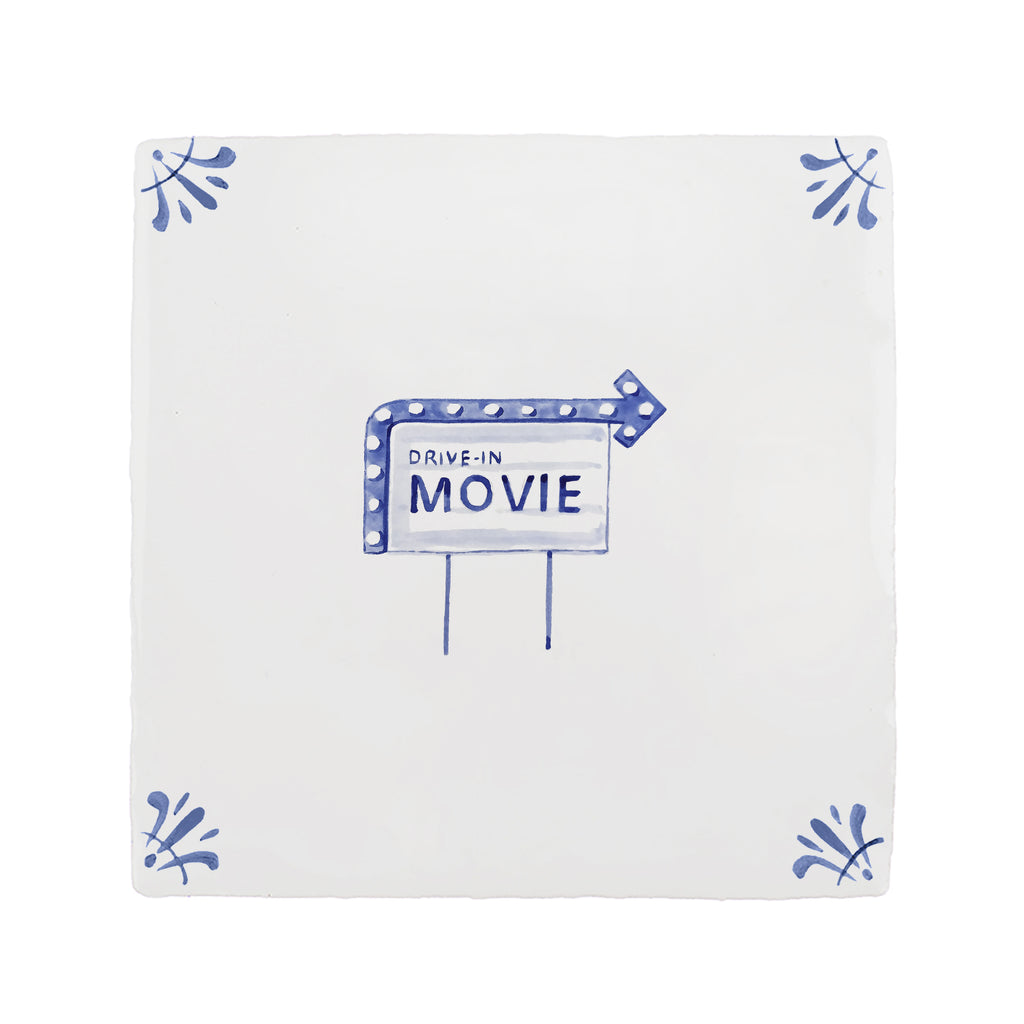 Drive In Movie Delft Tile