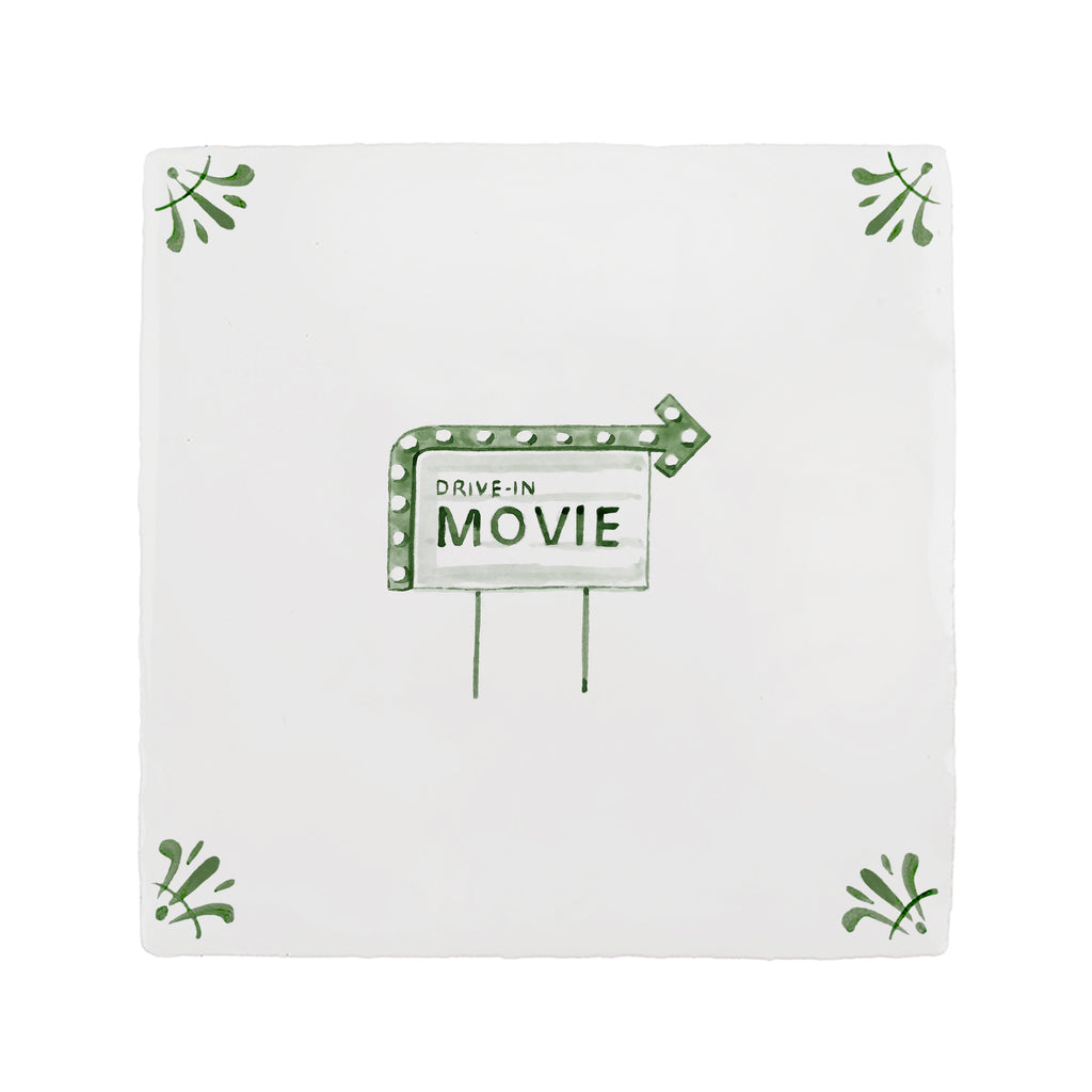 Drive In Movie Delft Tile