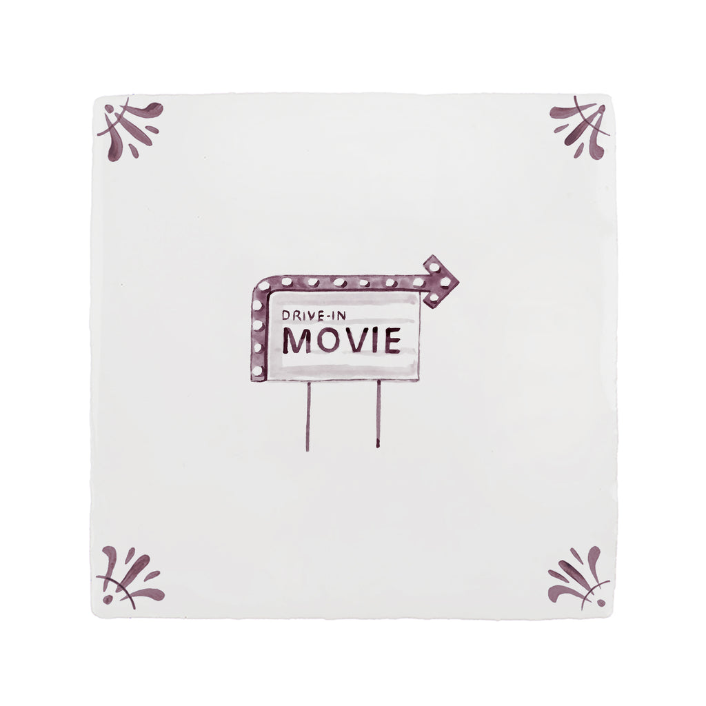 Drive In Movie Delft Tile
