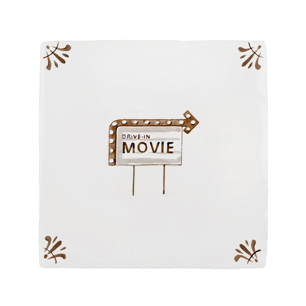 Drive In Movie Delft Tile