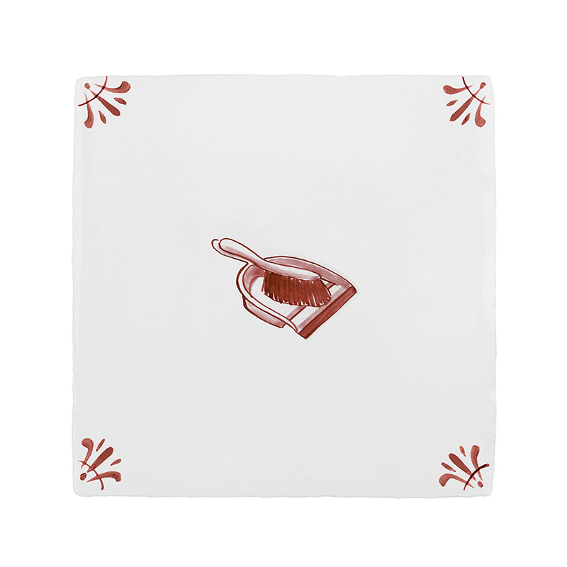Dustpan And Brush Delft Tile