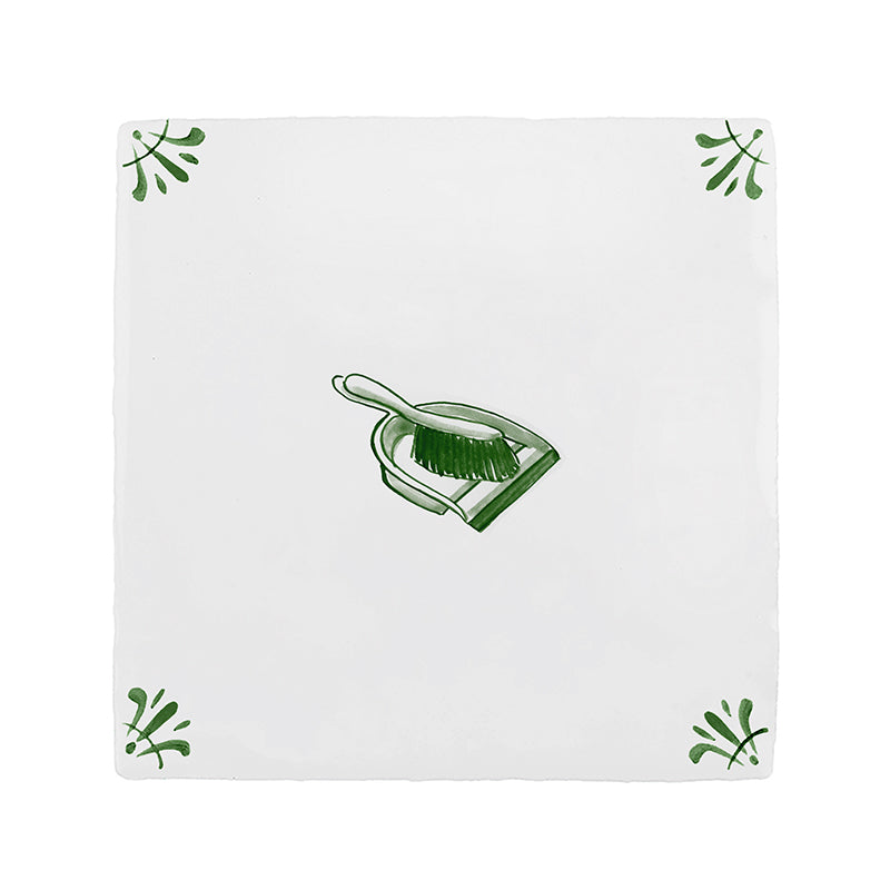 Dustpan And Brush Delft Tile
