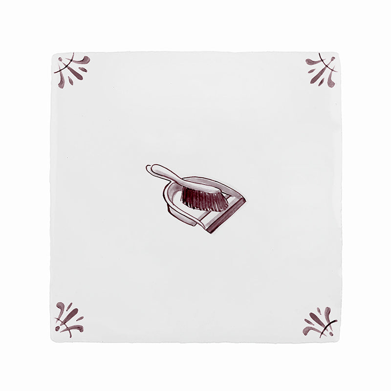 Dustpan And Brush Delft Tile