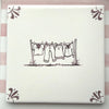 Clothes Line Delft Tile, Manganese