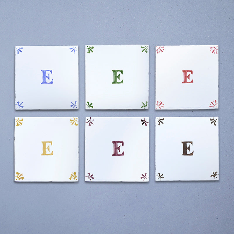Alphabet E Delft Tile