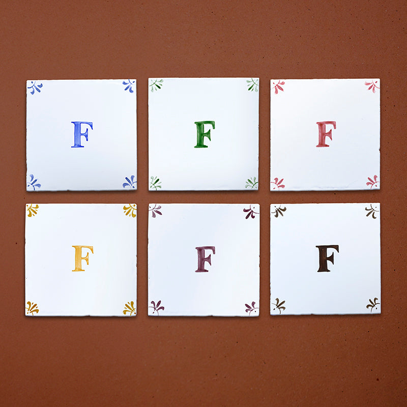 Alphabet F Delft Tile