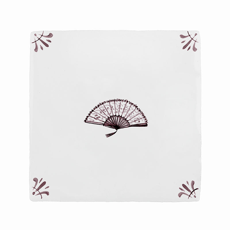 Fan Delft Tile Sample, 15cm Manganese