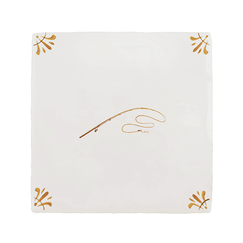 Fishing Rod Delft Tile