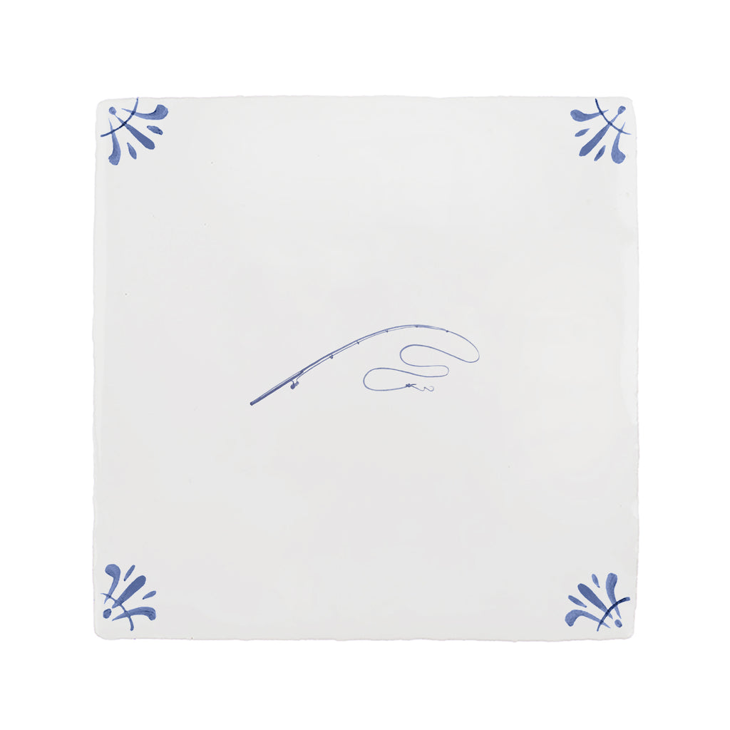 Fishing Rod Delft Tile