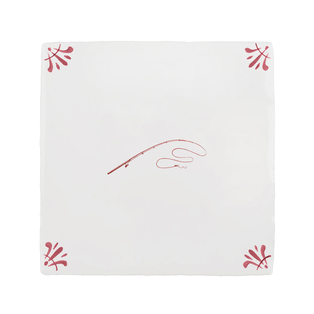 Fishing Rod Delft Tile