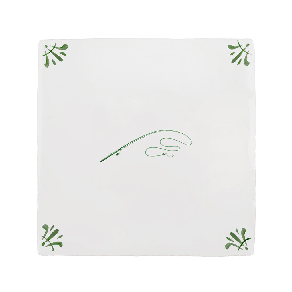 Fishing Rod Delft Tile