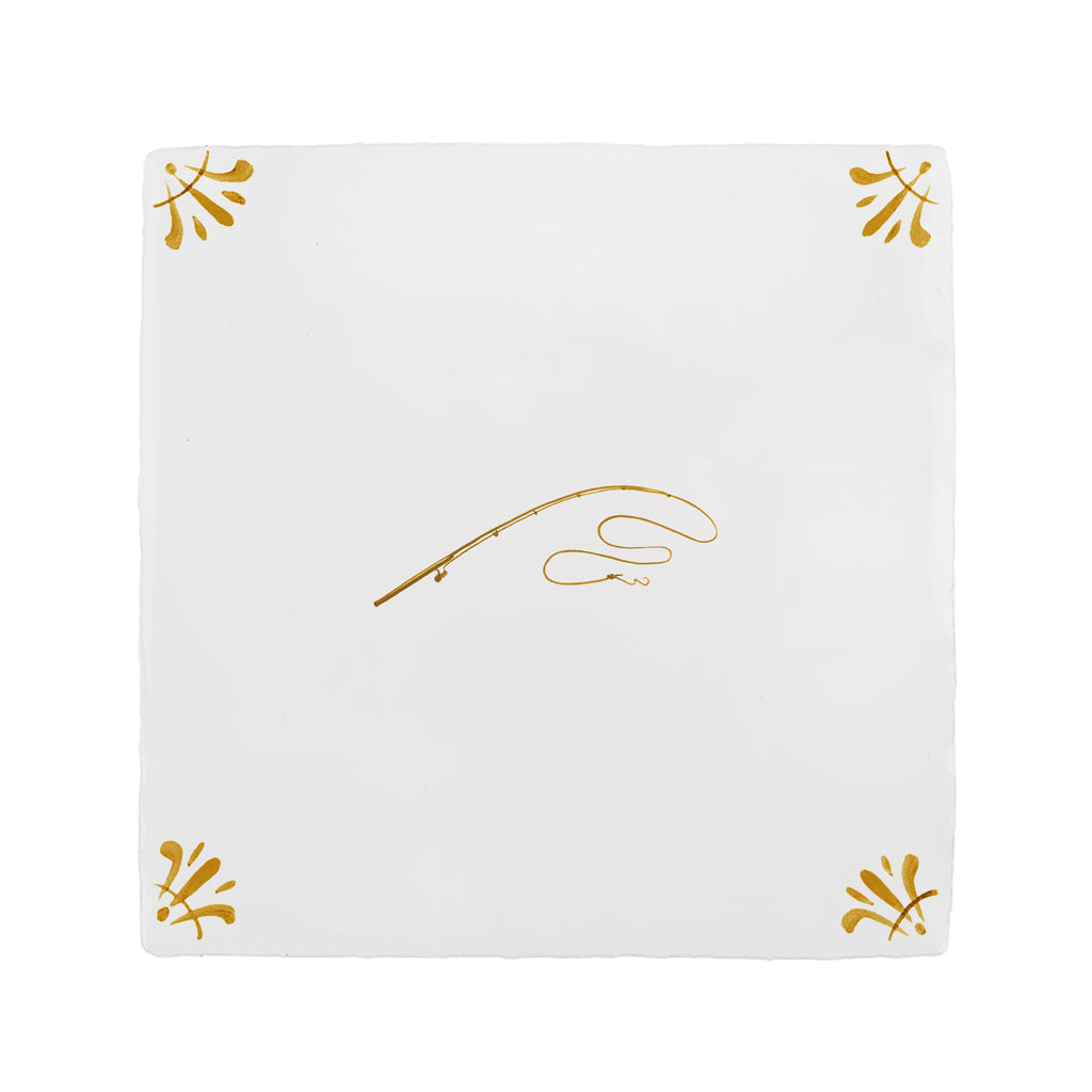 Fishing Rod Delft Tile