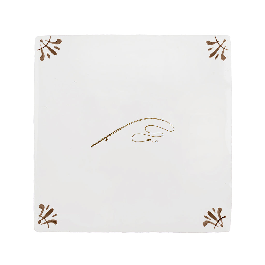 Fishing Rod Delft Tile