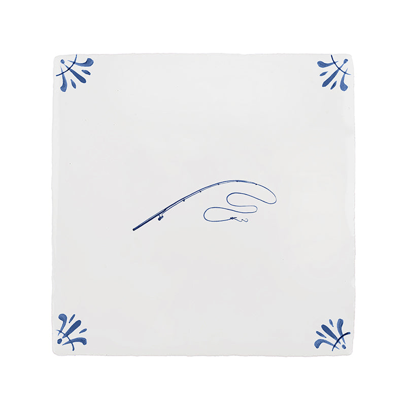 Fishing Rod Delft Tile