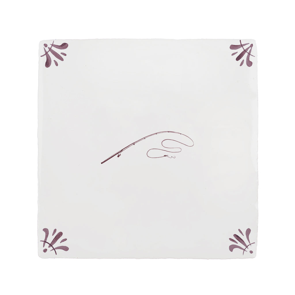 Fishing Rod Delft Tile