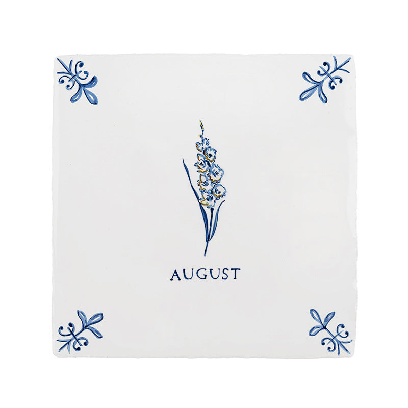 Gladioli Delft Tile, Gold Lustre