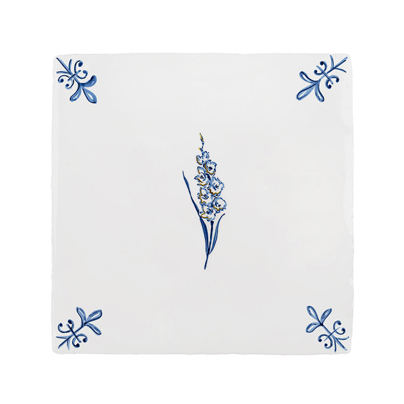Gladioli Delft Tile, Gold Lustre
