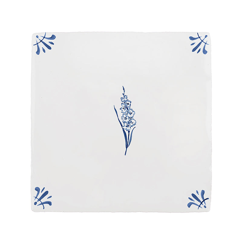 Gladioli Delft Tile Sample, Blue
