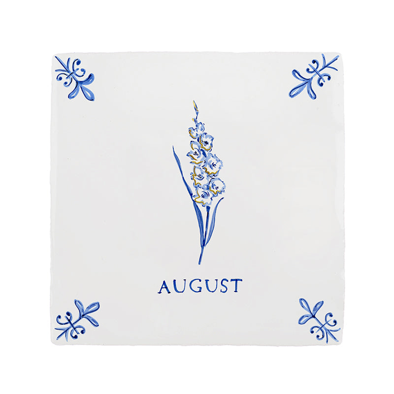 Gladioli Delft Tile, Gold Lustre