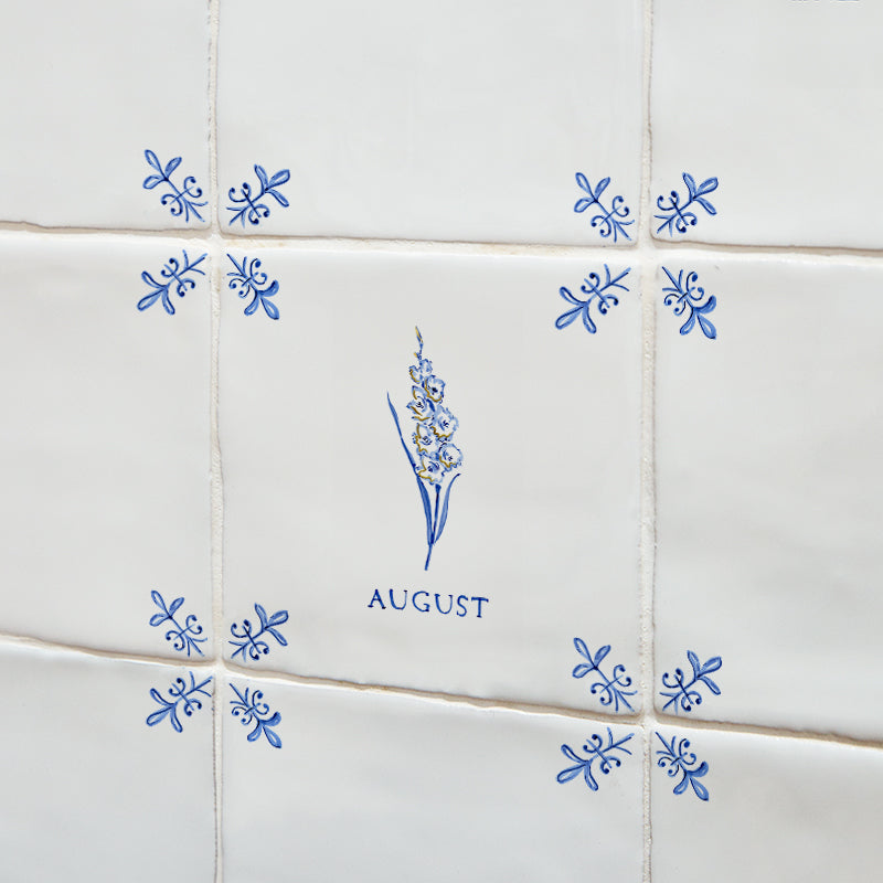Gladioli Delft Tile, Gold Lustre