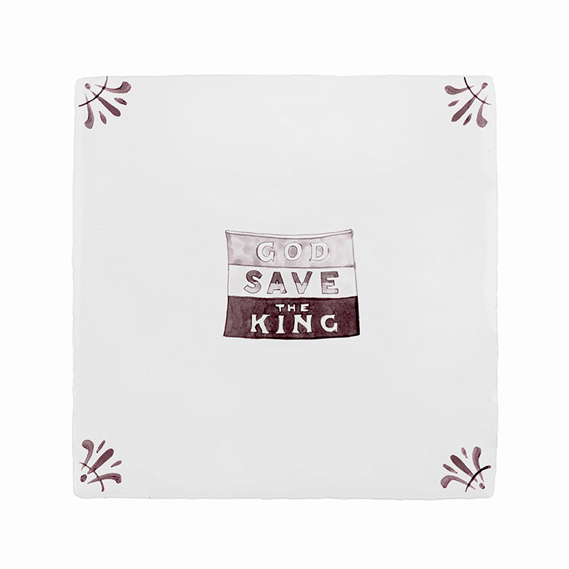 God Save the King Delft Tile