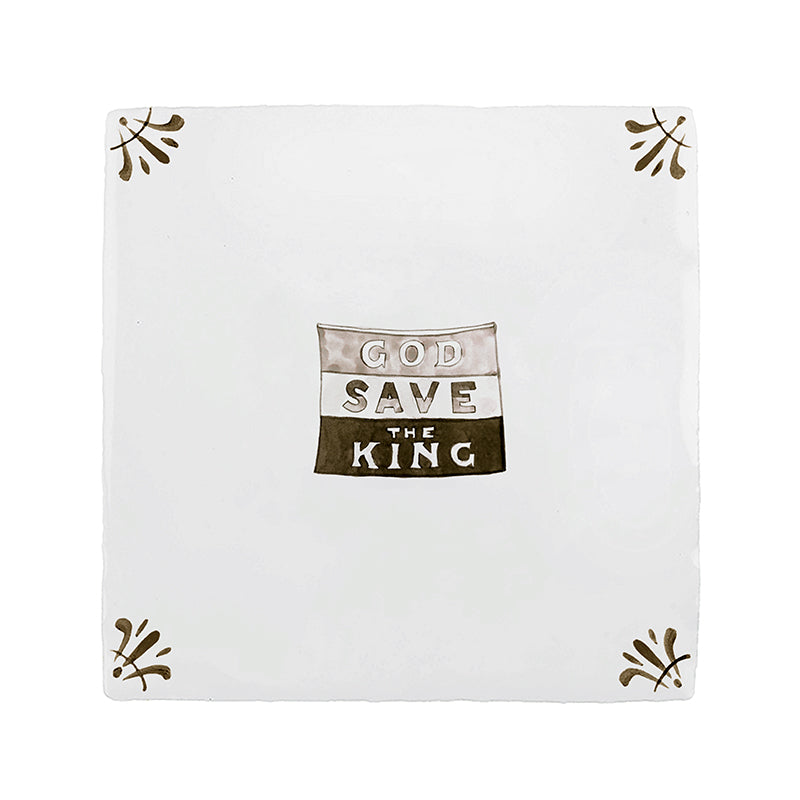 God Save the King Delft Tile
