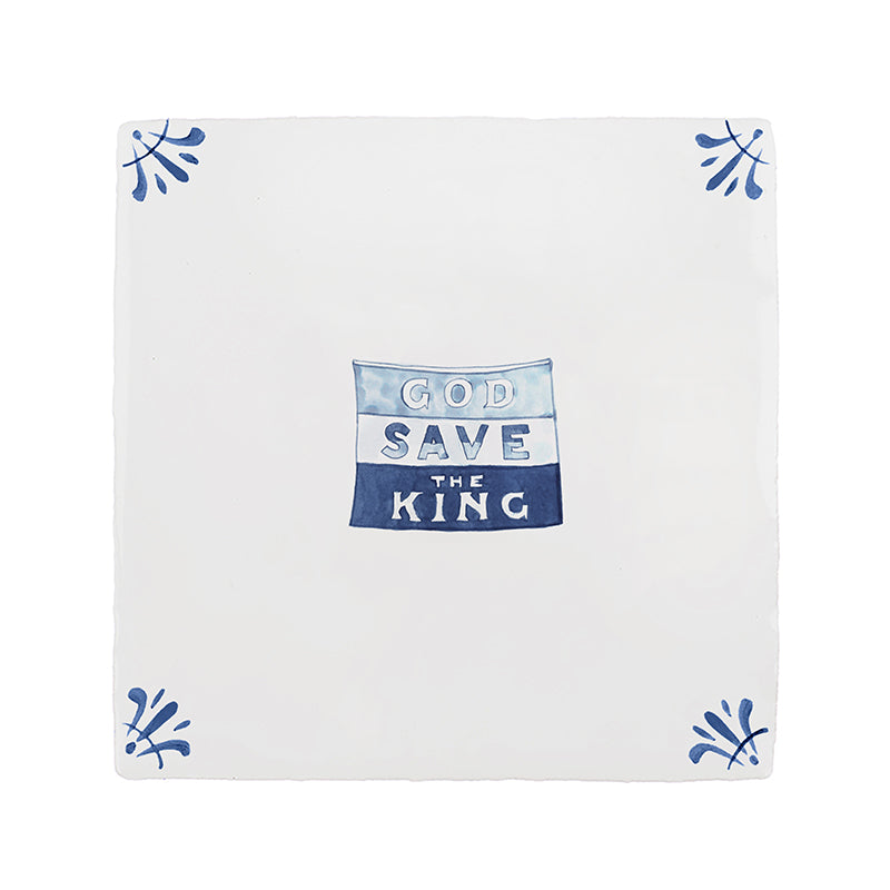 God Save the King Delft Tile