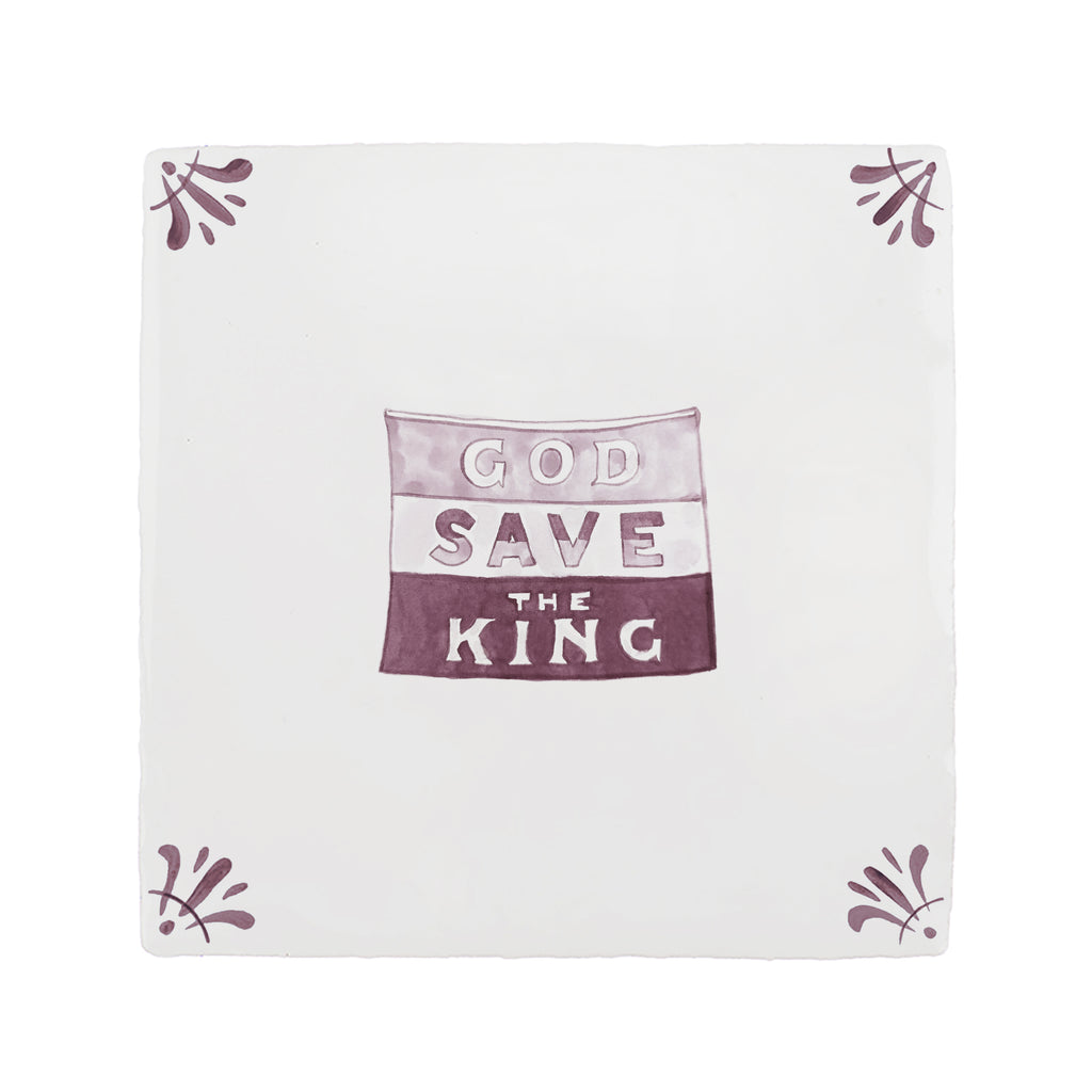 God Save the King Delft Tile