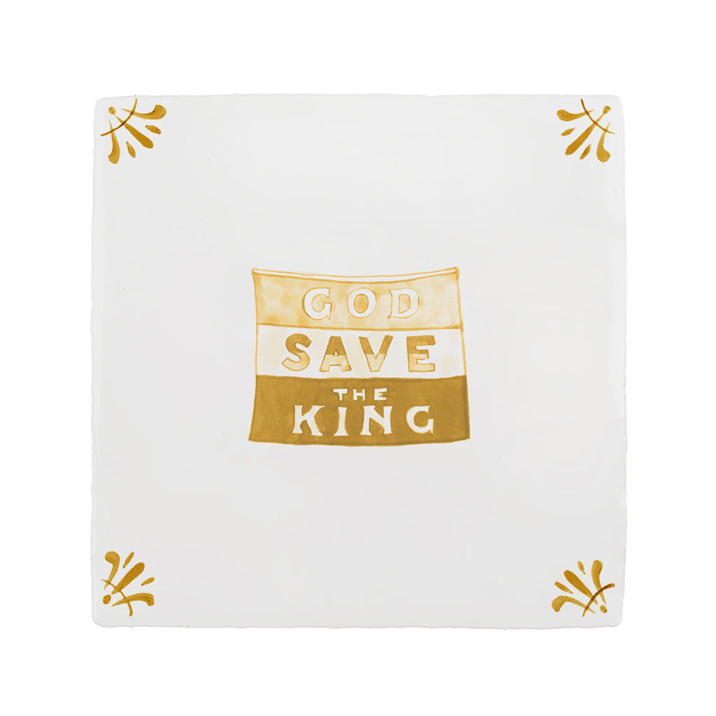 God Save the King Delft Tile