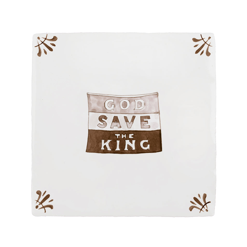 God Save the King Delft Tile