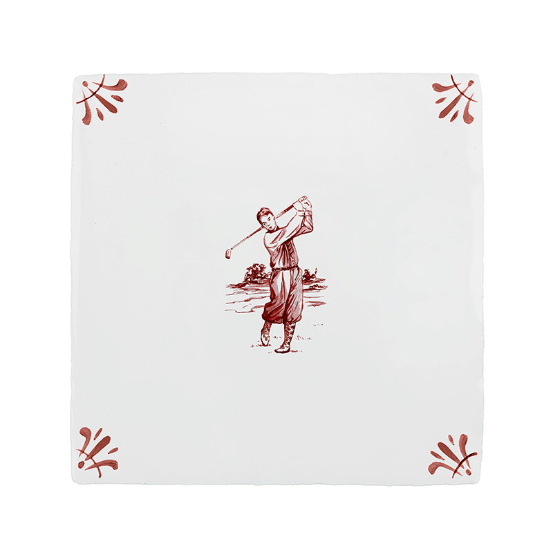 Golfer Delft Tile