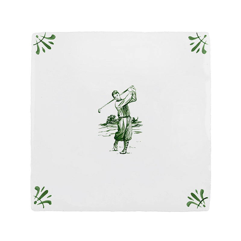 Golfer Delft Tile