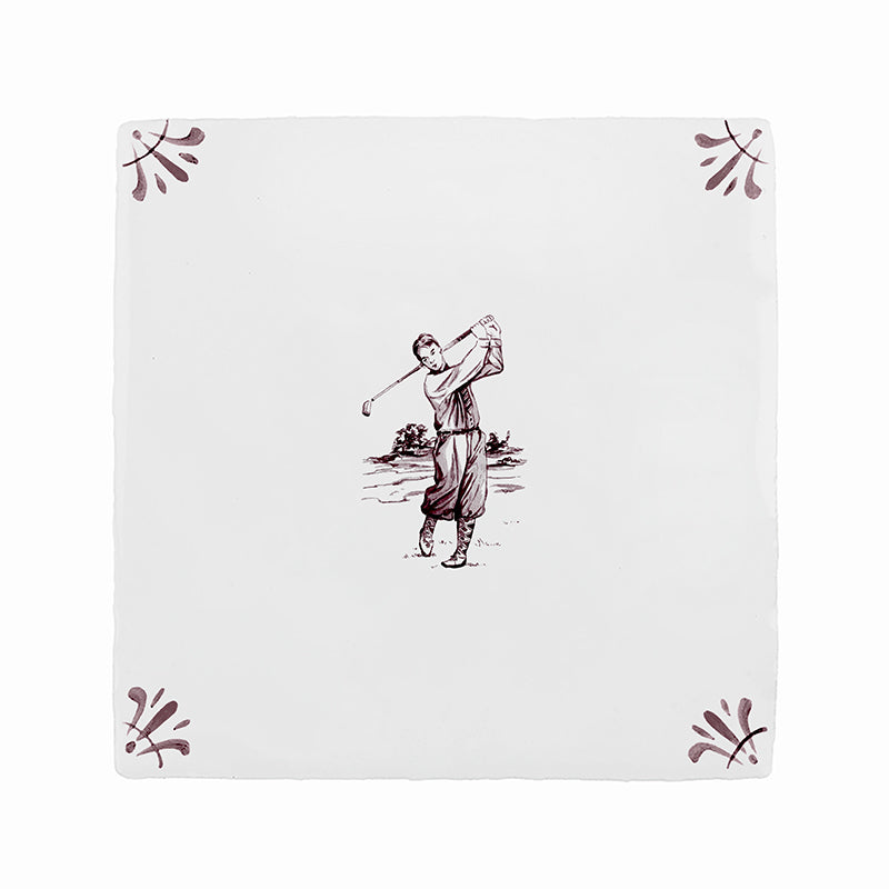 Golfer Delft Tile