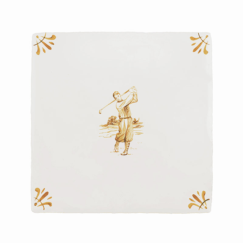 Golfer Delft Tile