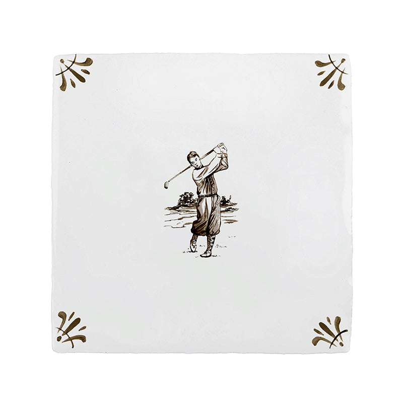 Golfer Delft Tile