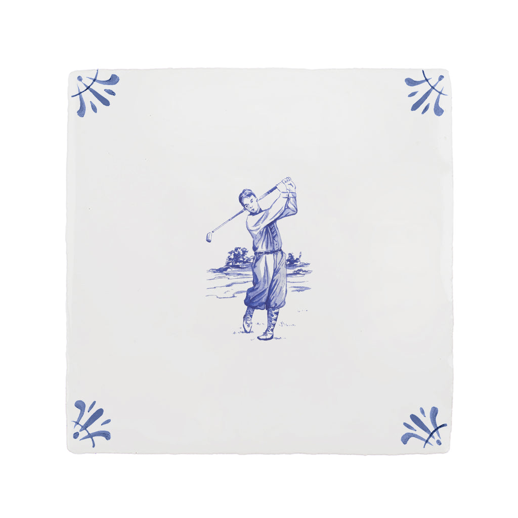 Golfer Delft Tile