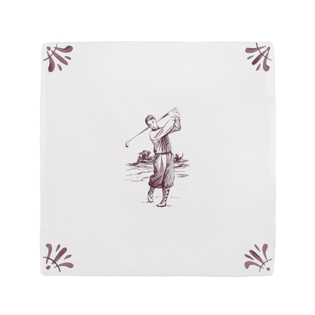 Golfer Delft Tile
