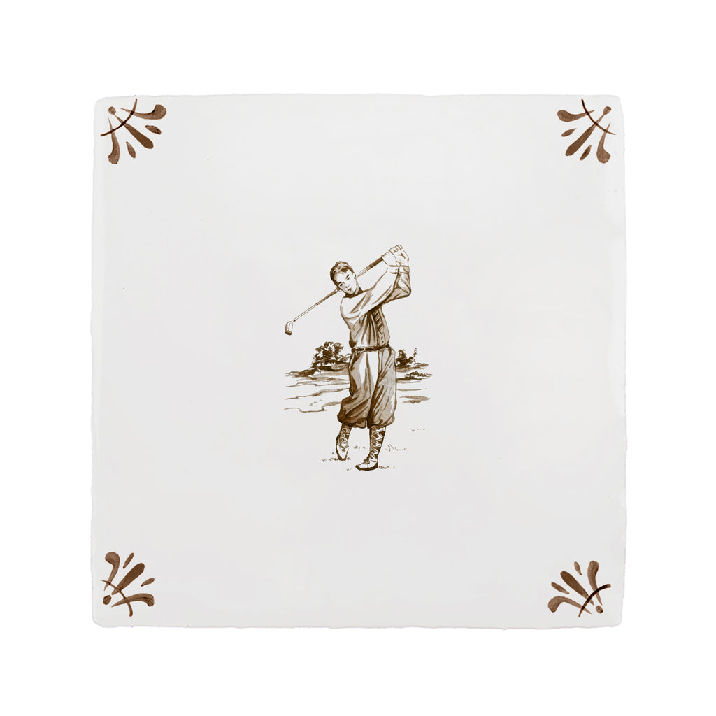 Golfer Delft Tile