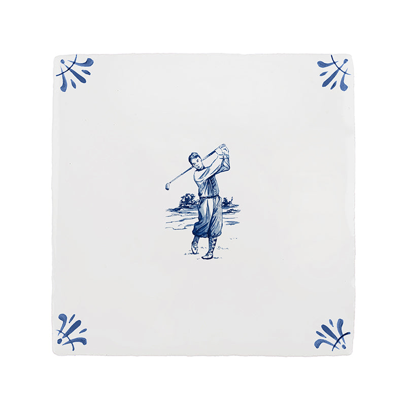 Golfer Delft Tile