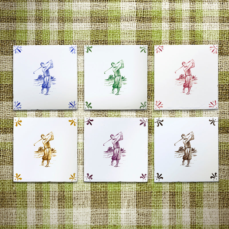 Golfer Delft Tile
