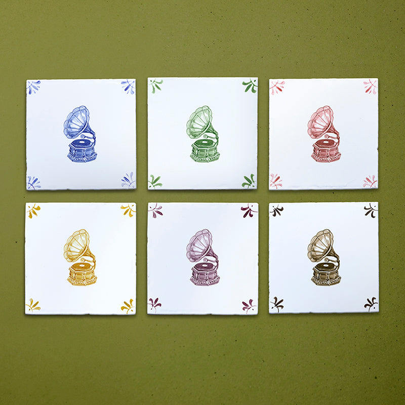 Gramophone Delft Tile