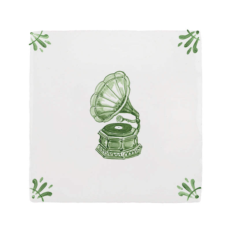 Gramophone Delft Tile