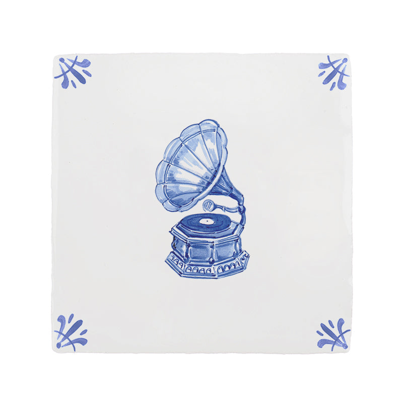 Gramophone Delft Tile