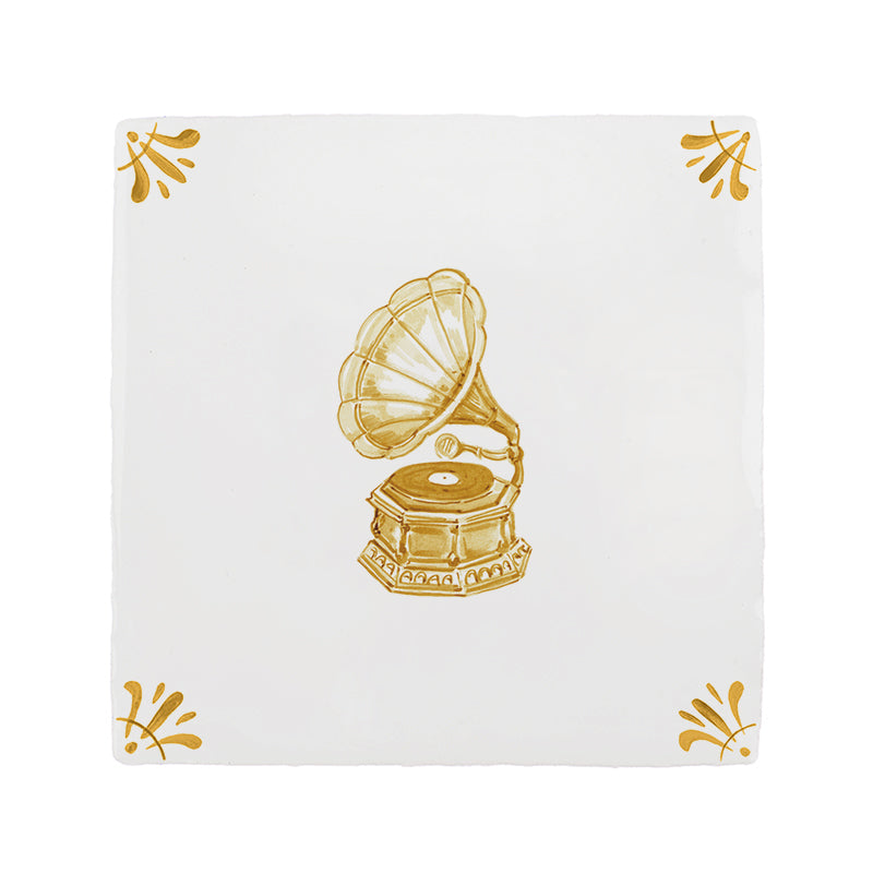Gramophone Delft Tile