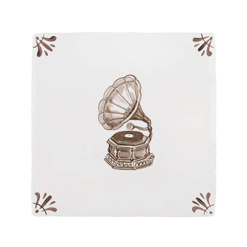 Gramophone Delft Tile